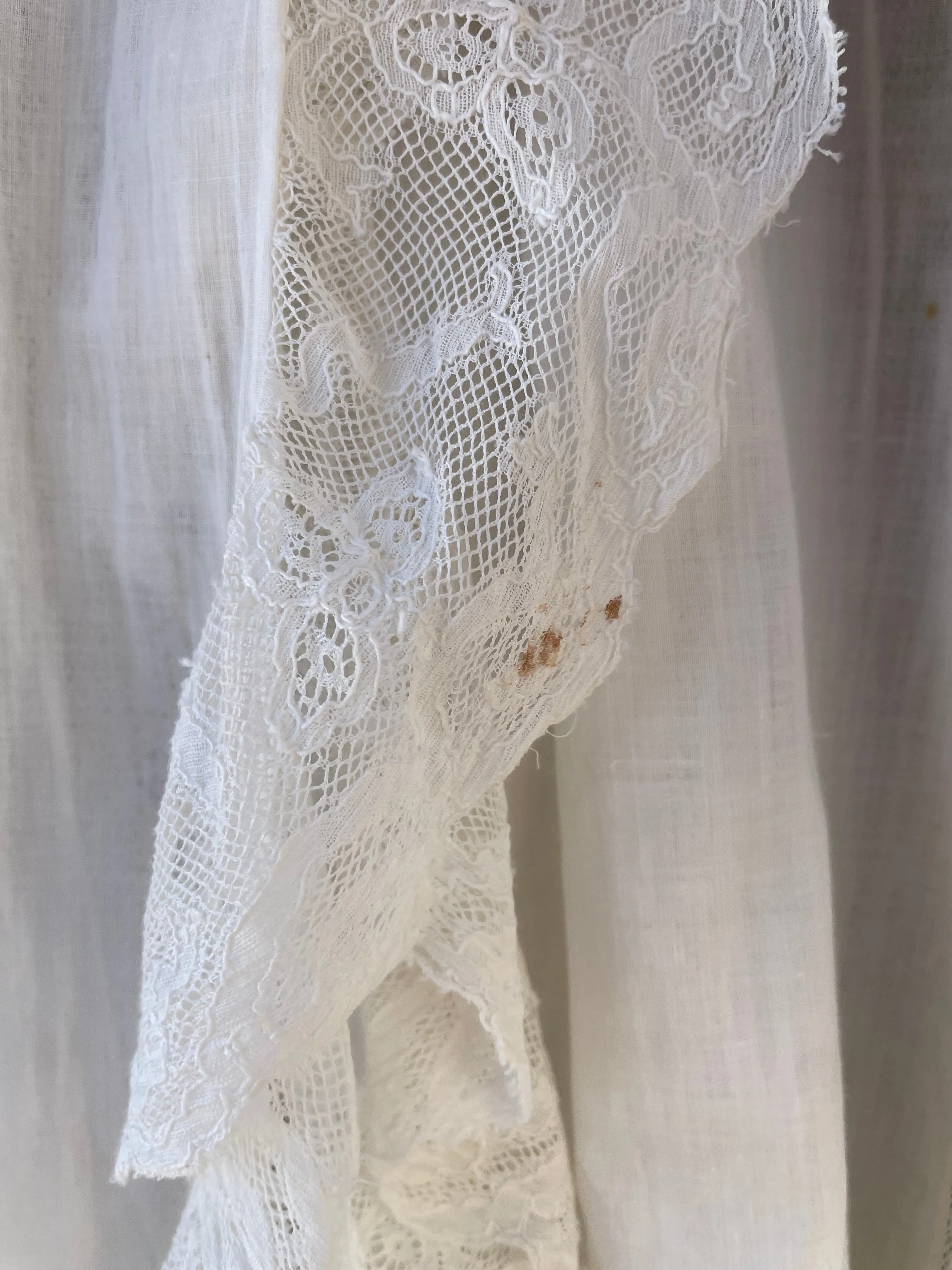 Rare Turn Of The Century Insertion Lace Ruffle Capelet Trousseau Peignoir