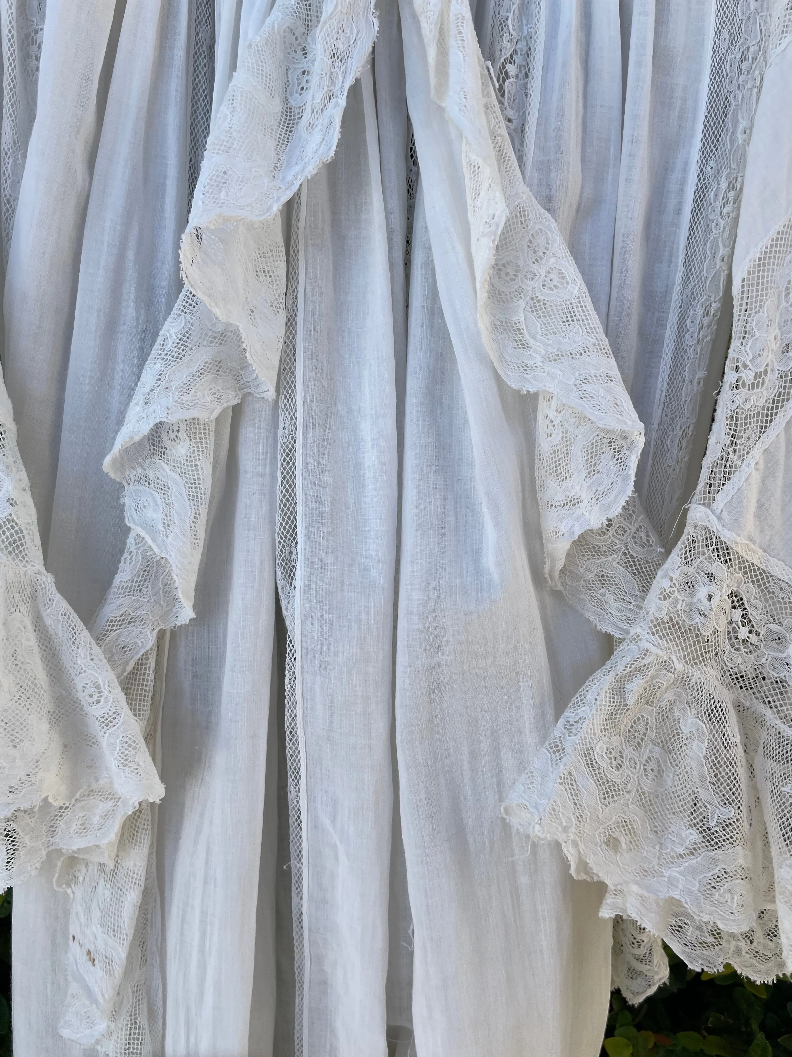 Rare Turn Of The Century Insertion Lace Ruffle Capelet Trousseau Peignoir