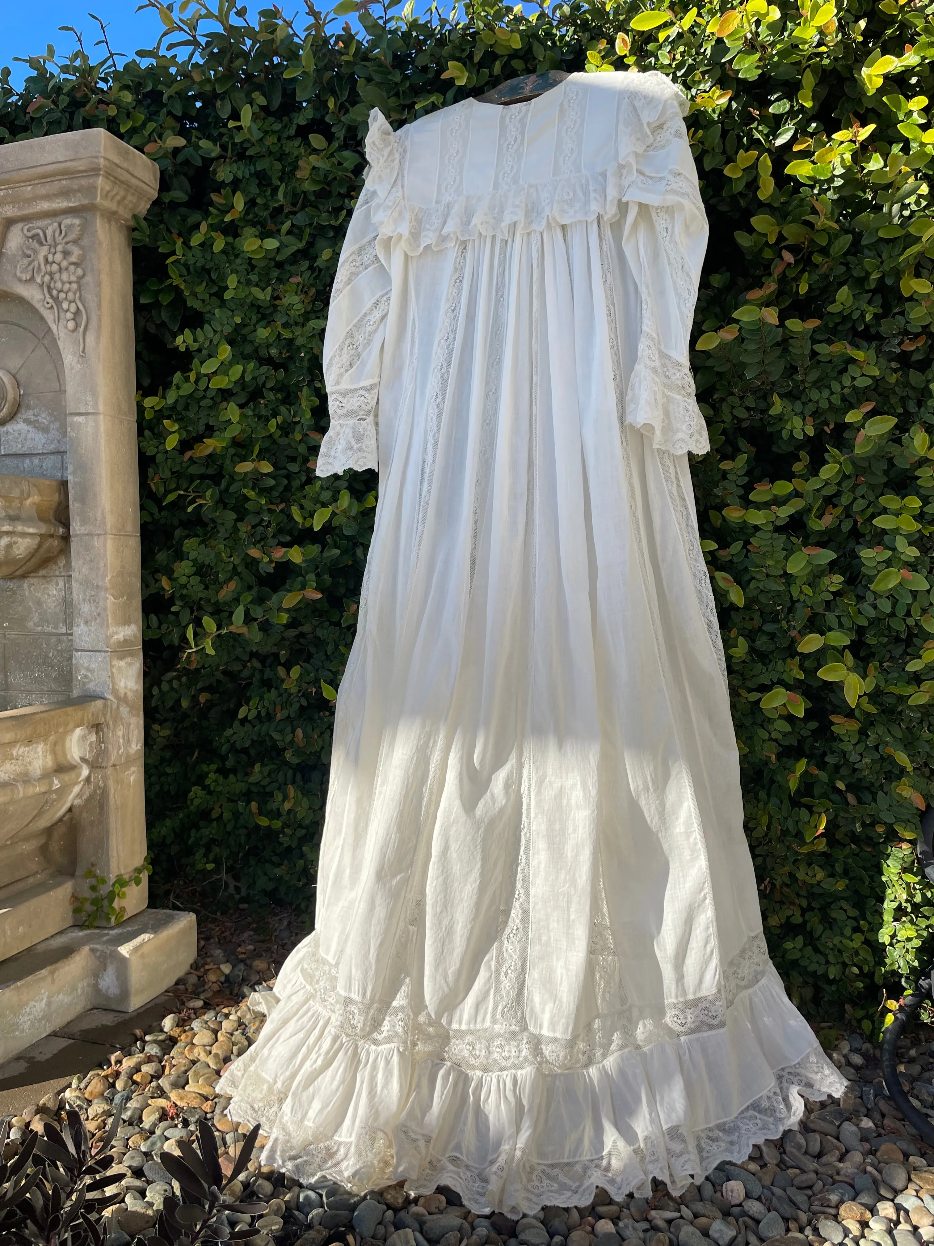 Rare Turn Of The Century Insertion Lace Ruffle Capelet Trousseau Peignoir
