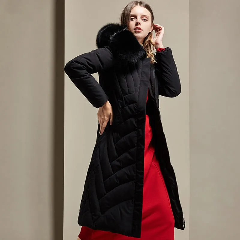 Real Fox Fur Hood Puffer Coats For Women