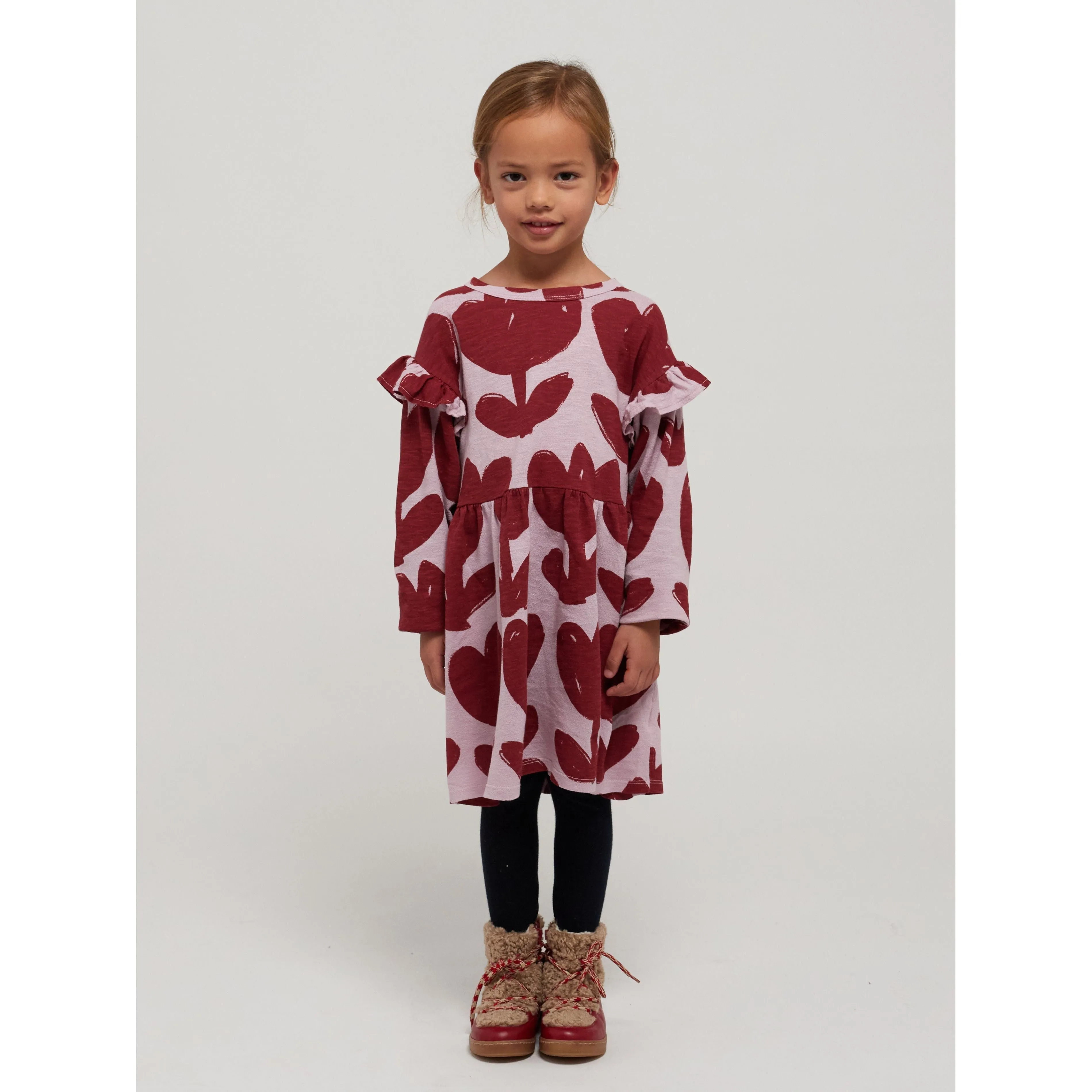 Retro Flowers All Over Ruffle Dress