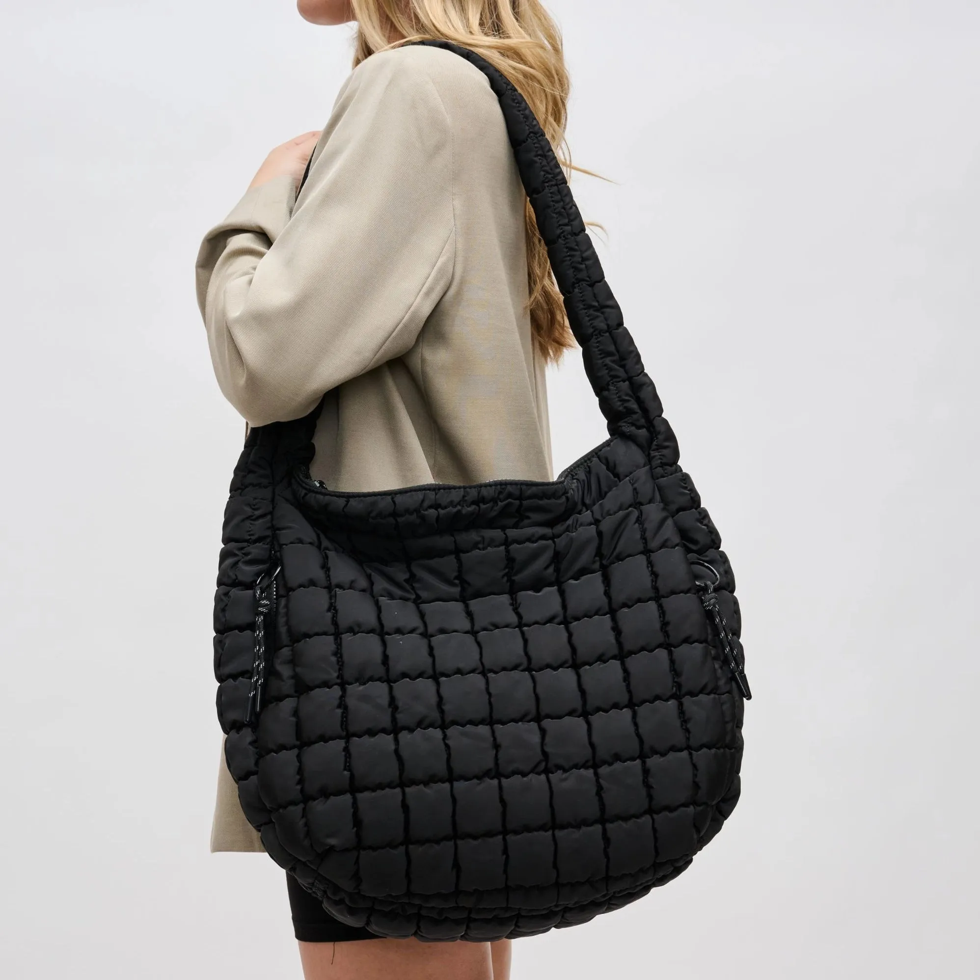 Revive Puffer Hobo Bag Black