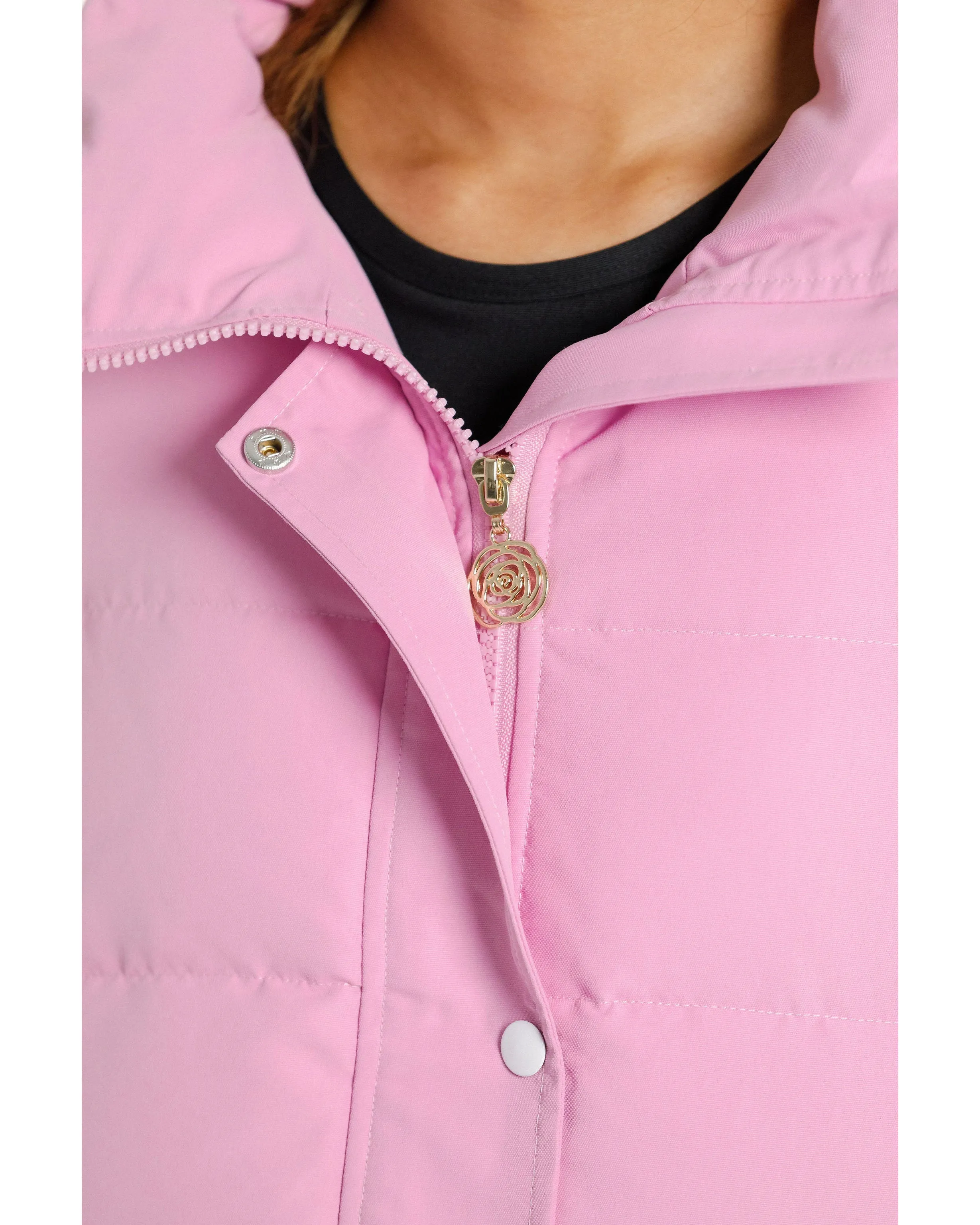 Rose Road Dawn Puffer Vest - Pink Bloom