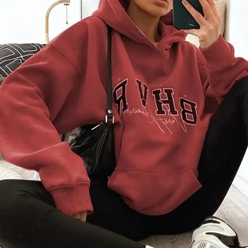 Round Neck Floral Printed Hoodies Blouses Sweatshirts