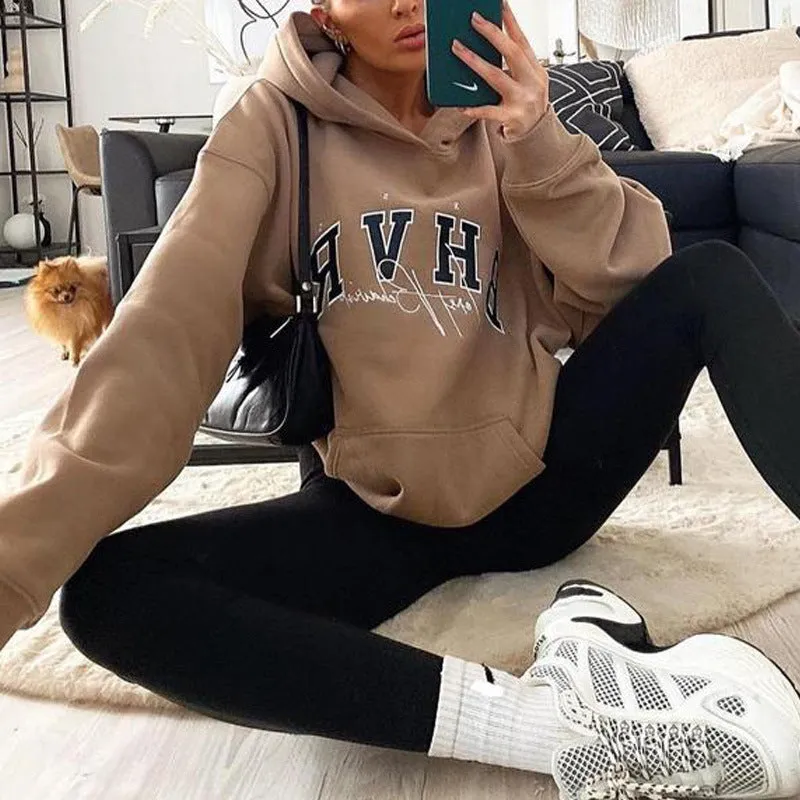 Round Neck Floral Printed Hoodies Blouses Sweatshirts