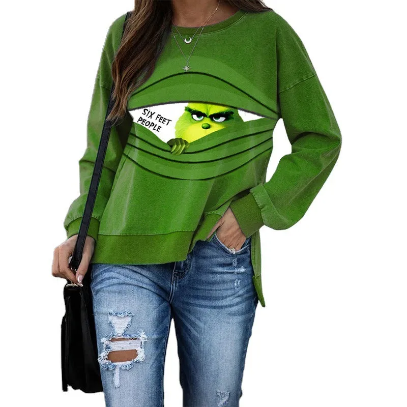 Round Neck Floral Printed T-Shirts Blouses Sweatshirts