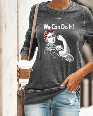 Round Neck Floral Printed T-Shirts Blouses Sweatshirts