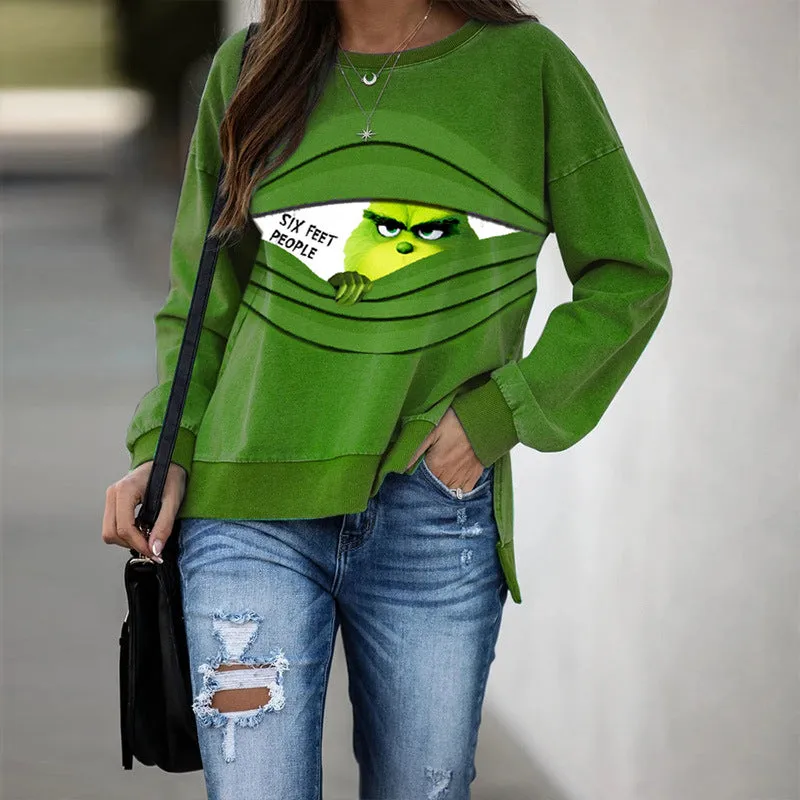 Round Neck Floral Printed T-Shirts Blouses Sweatshirts