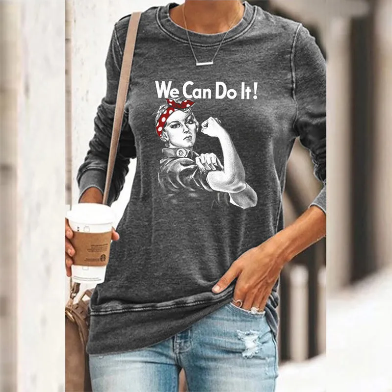 Round Neck Floral Printed T-Shirts Blouses Sweatshirts