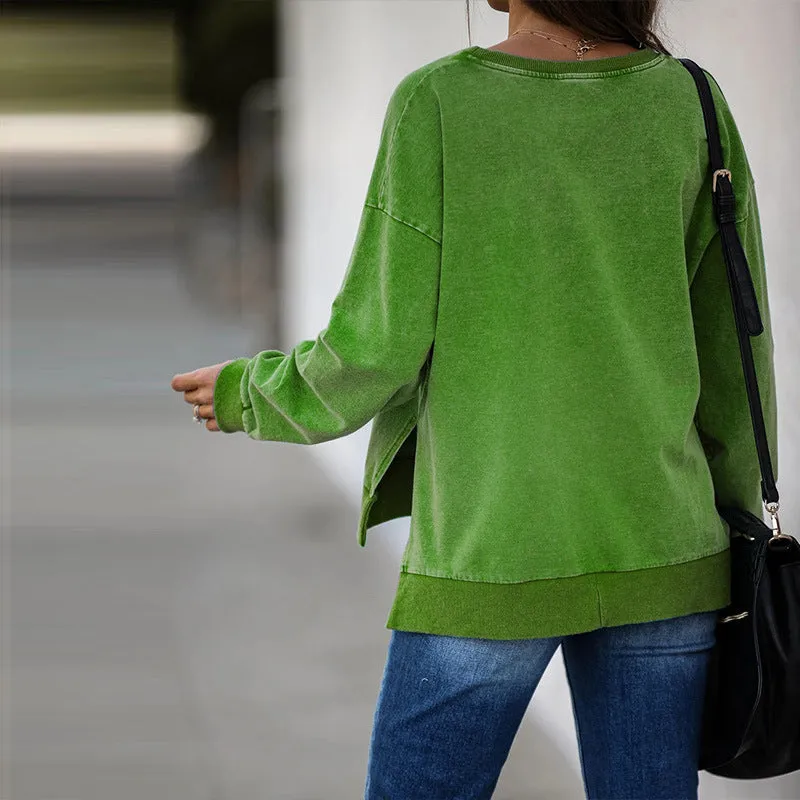 Round Neck Floral Printed T-Shirts Blouses Sweatshirts