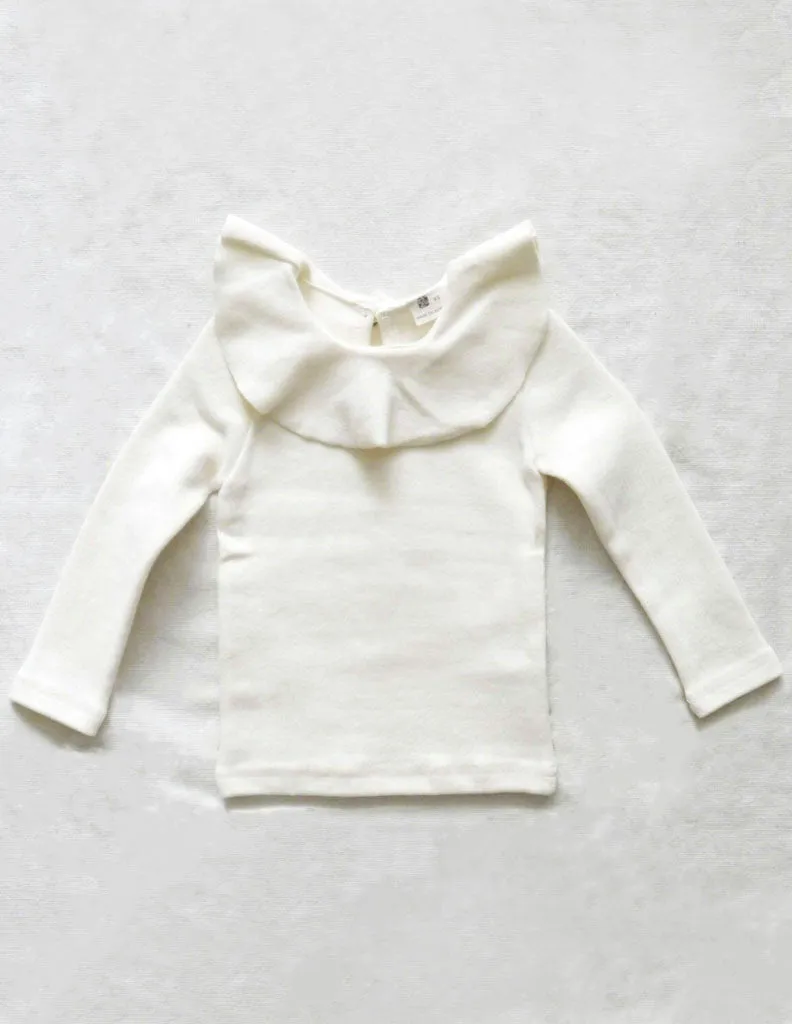 Ruffle Collar Blouse Winter Cream
