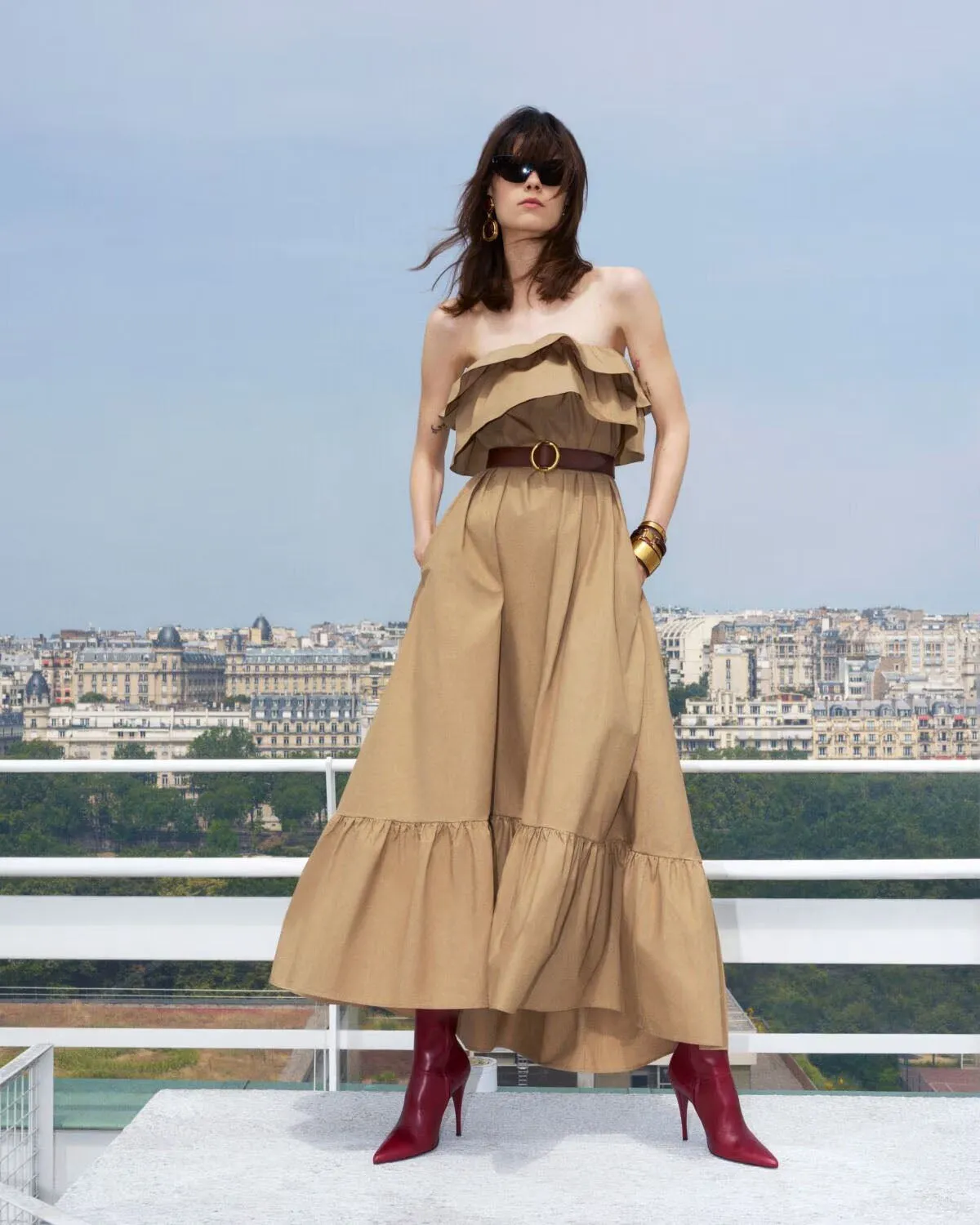 Ruffled Dress In Cotton Serge