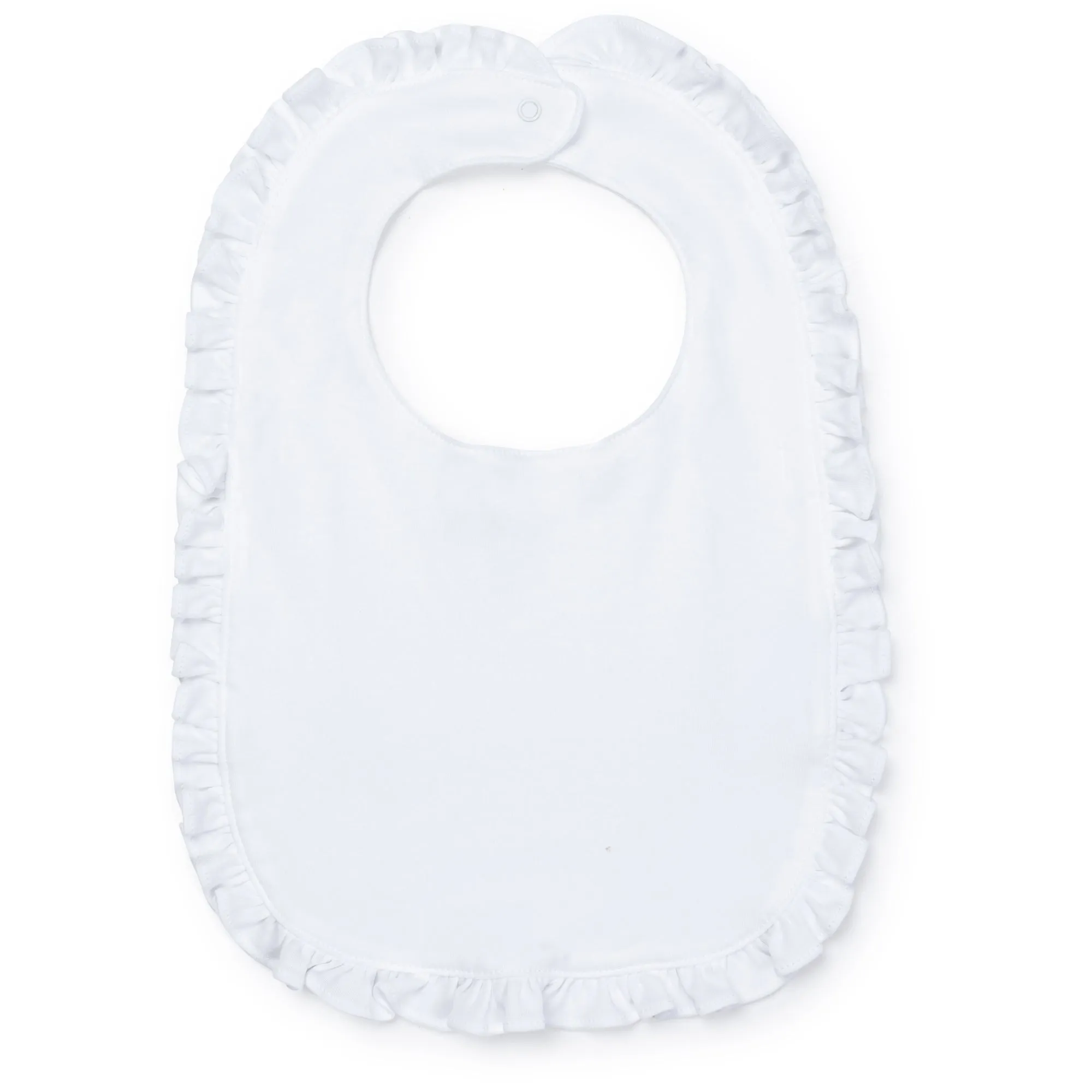 Ruffled Edge Pima Cotton Bib - White