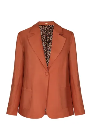 Santo Tomás Martellato Silk Blazer in Terra