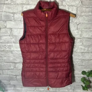 SAVE THE DUCK Puffer Vest Juniors Size 1 Mineral Red &amp; Navy Ultra-Light