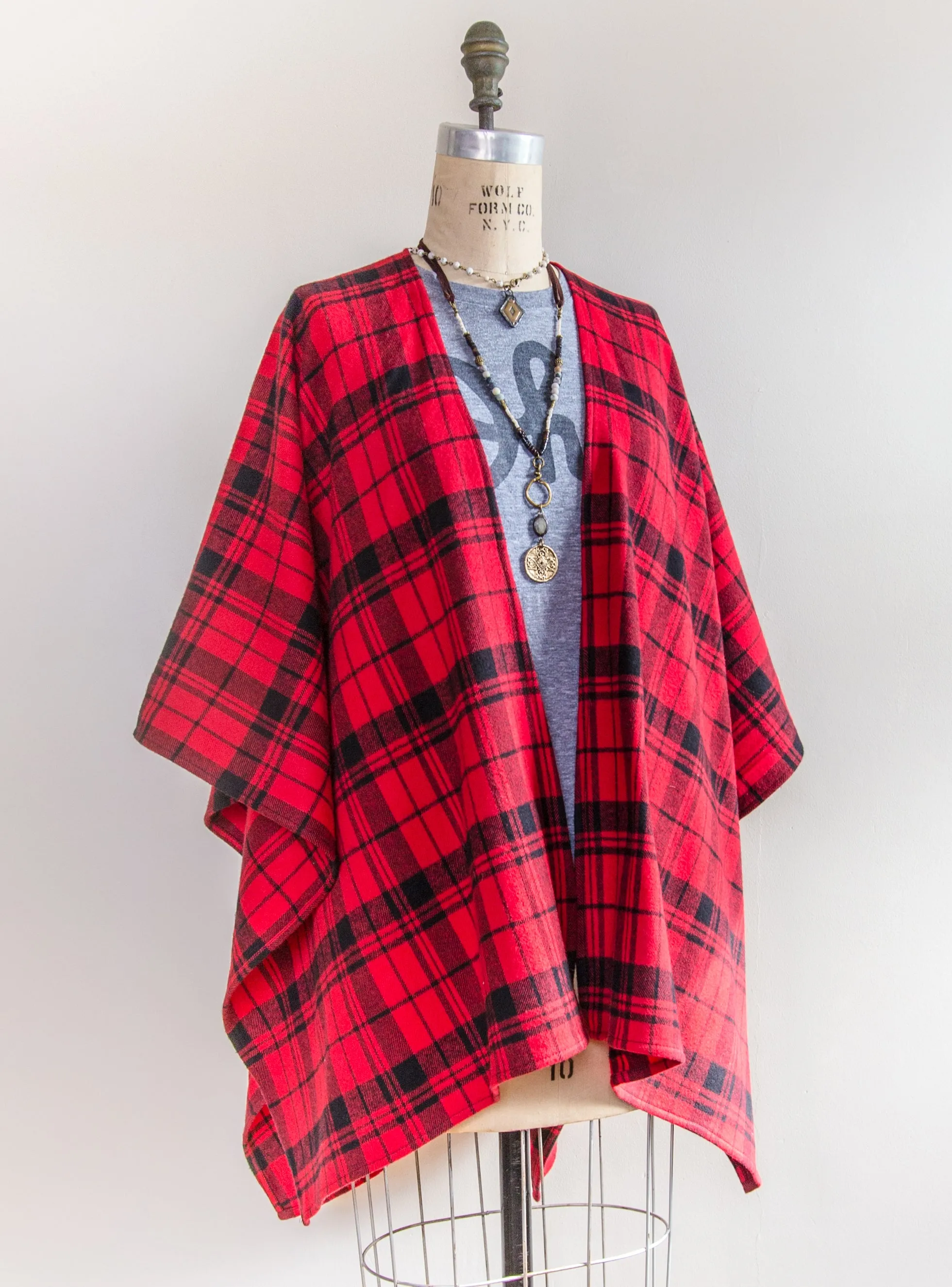 Scarlet Plaid Flannel Kimono