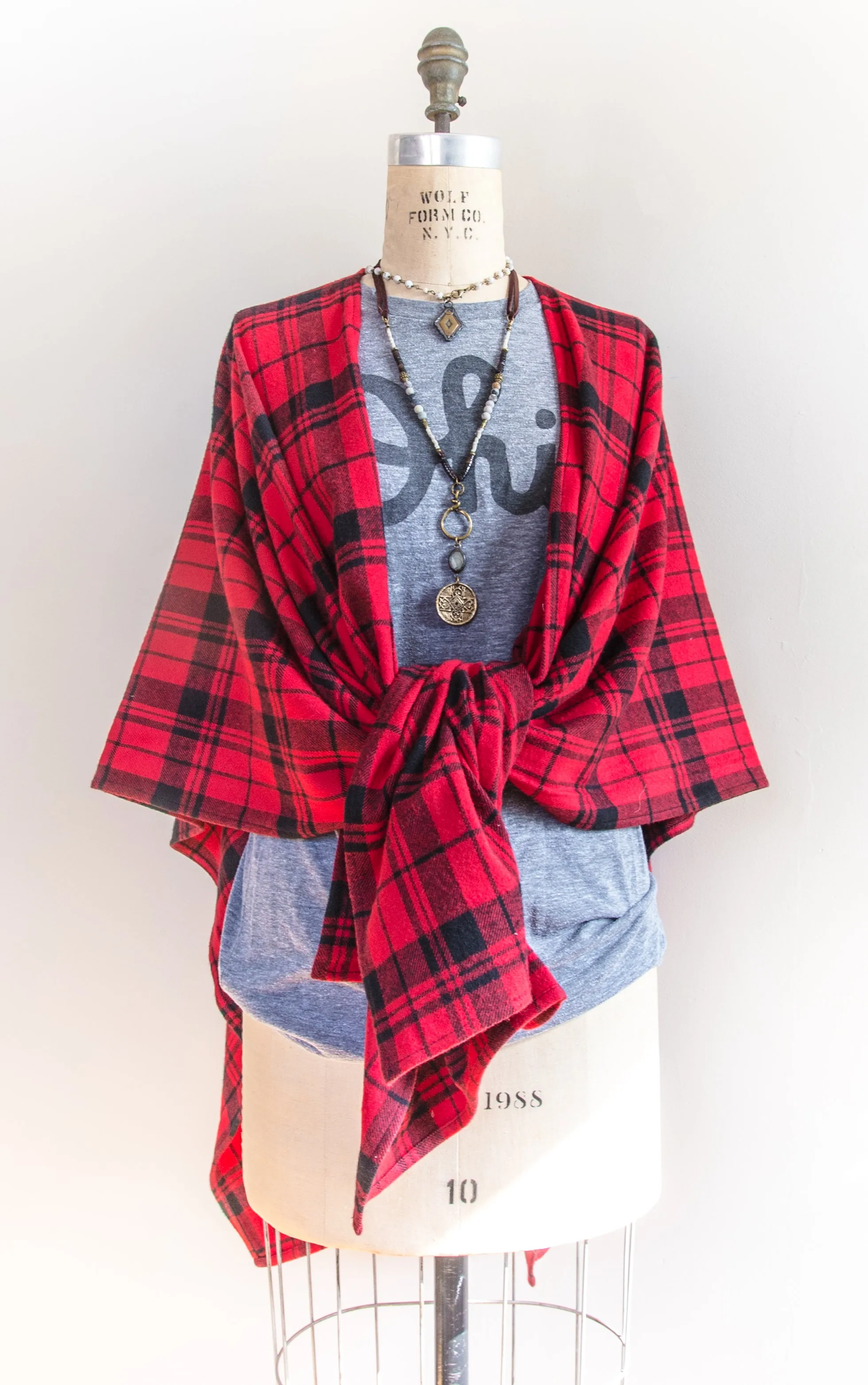 Scarlet Plaid Flannel Kimono