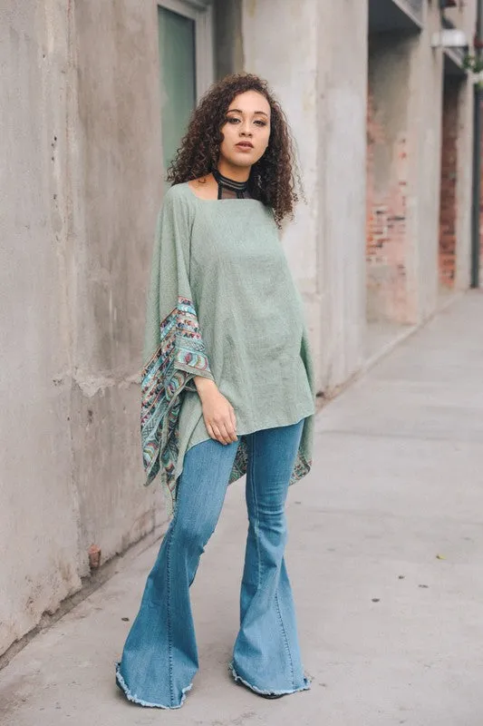 SELMA EMBROIDERED PONCHO SAGE