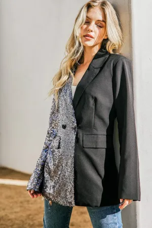 Sequin Color Block Hot Blazer
