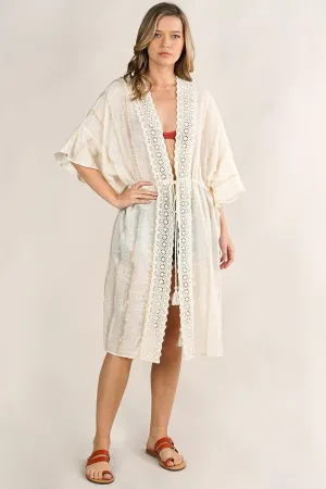 Shine Bright Metallic Stripe Tie Front Caftan