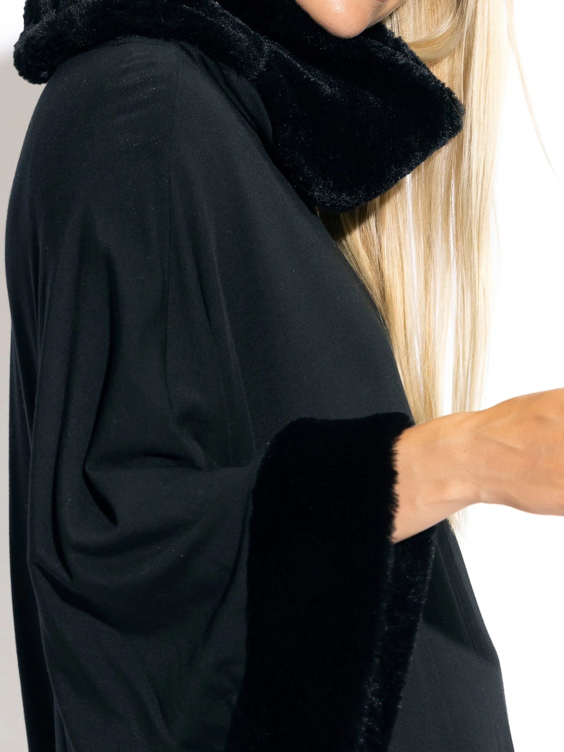 Sian Faux Fur Square Poncho