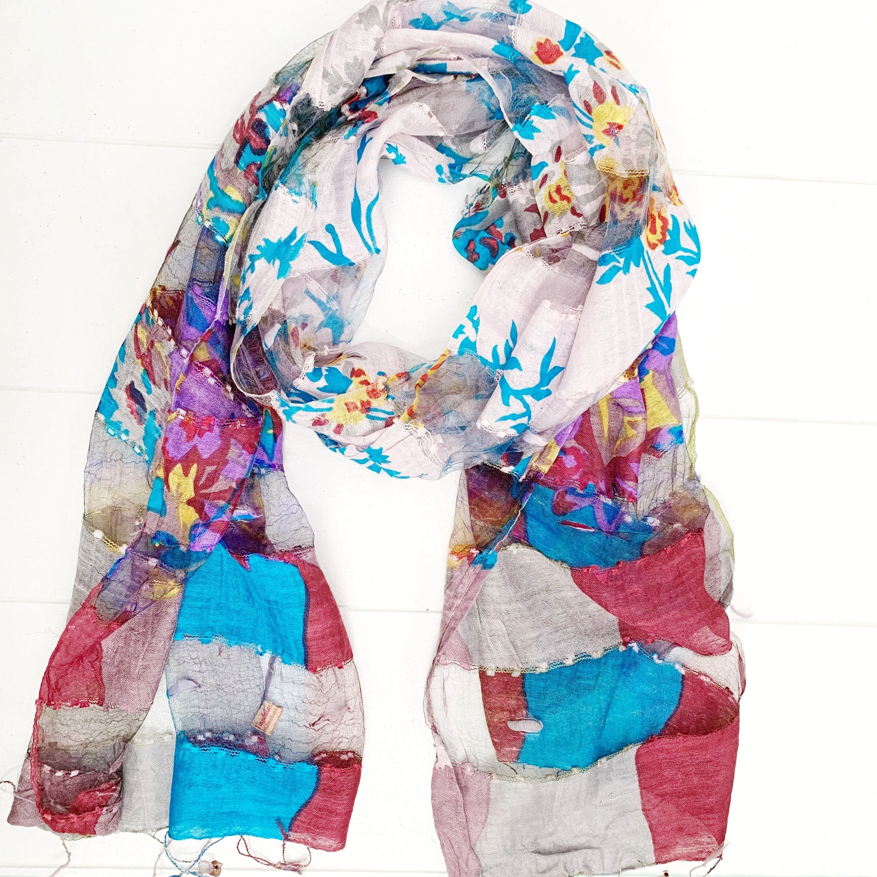 SILK FRINGED SCARF 60x180CM
