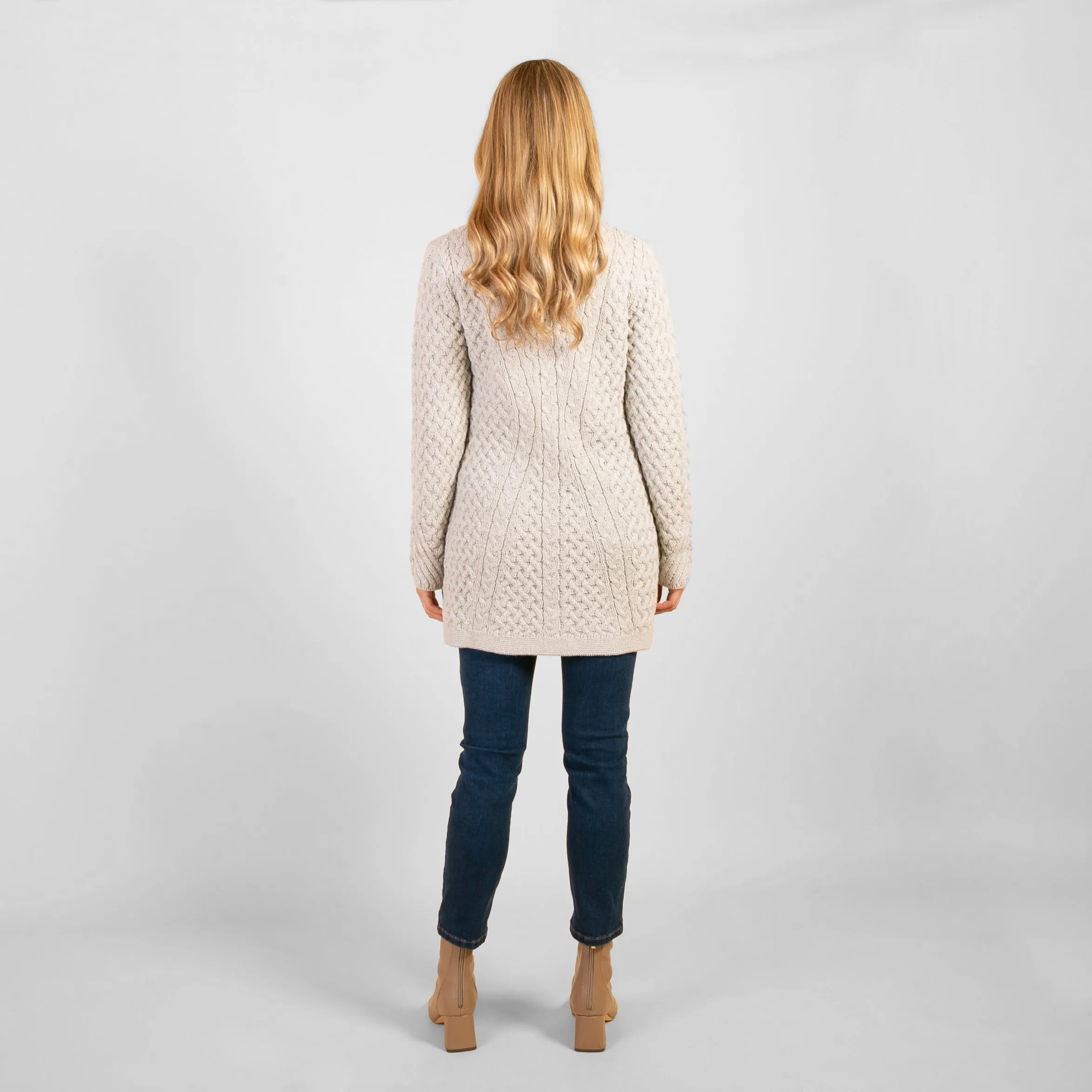 Silver Eva Side Zip Aran Cardigan