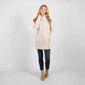 Silver Eva Side Zip Aran Cardigan