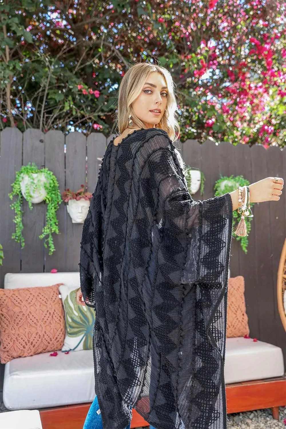 Soft Embroidered Zig Zag Kimono - 4 colors