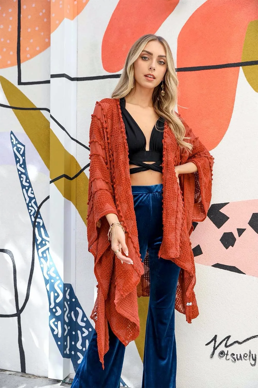 Soft Embroidered Zig Zag Kimono - 4 colors