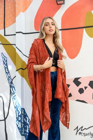 Soft Embroidered Zig Zag Kimono - 4 colors