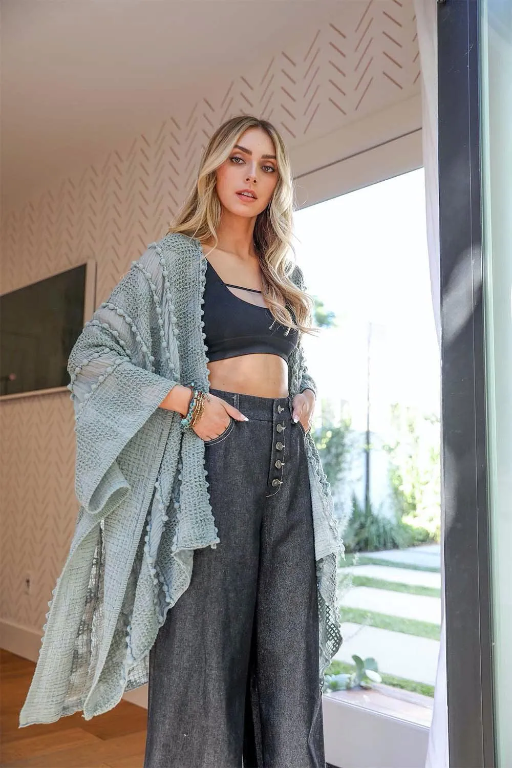 Soft Embroidered Zig Zag Kimono - 4 colors