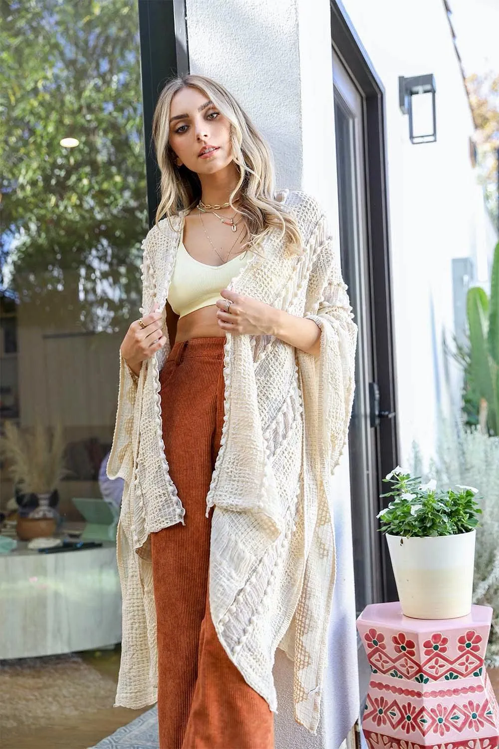 Soft Embroidered Zig Zag Kimono - 4 colors