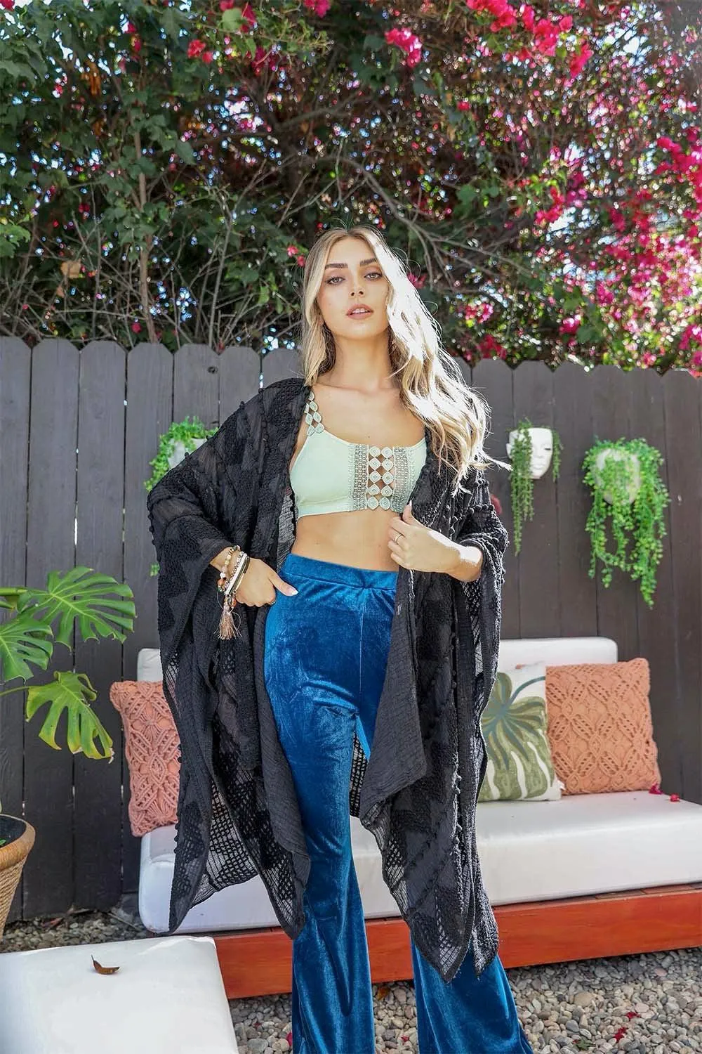 Soft Embroidered Zig Zag Kimono - 4 colors