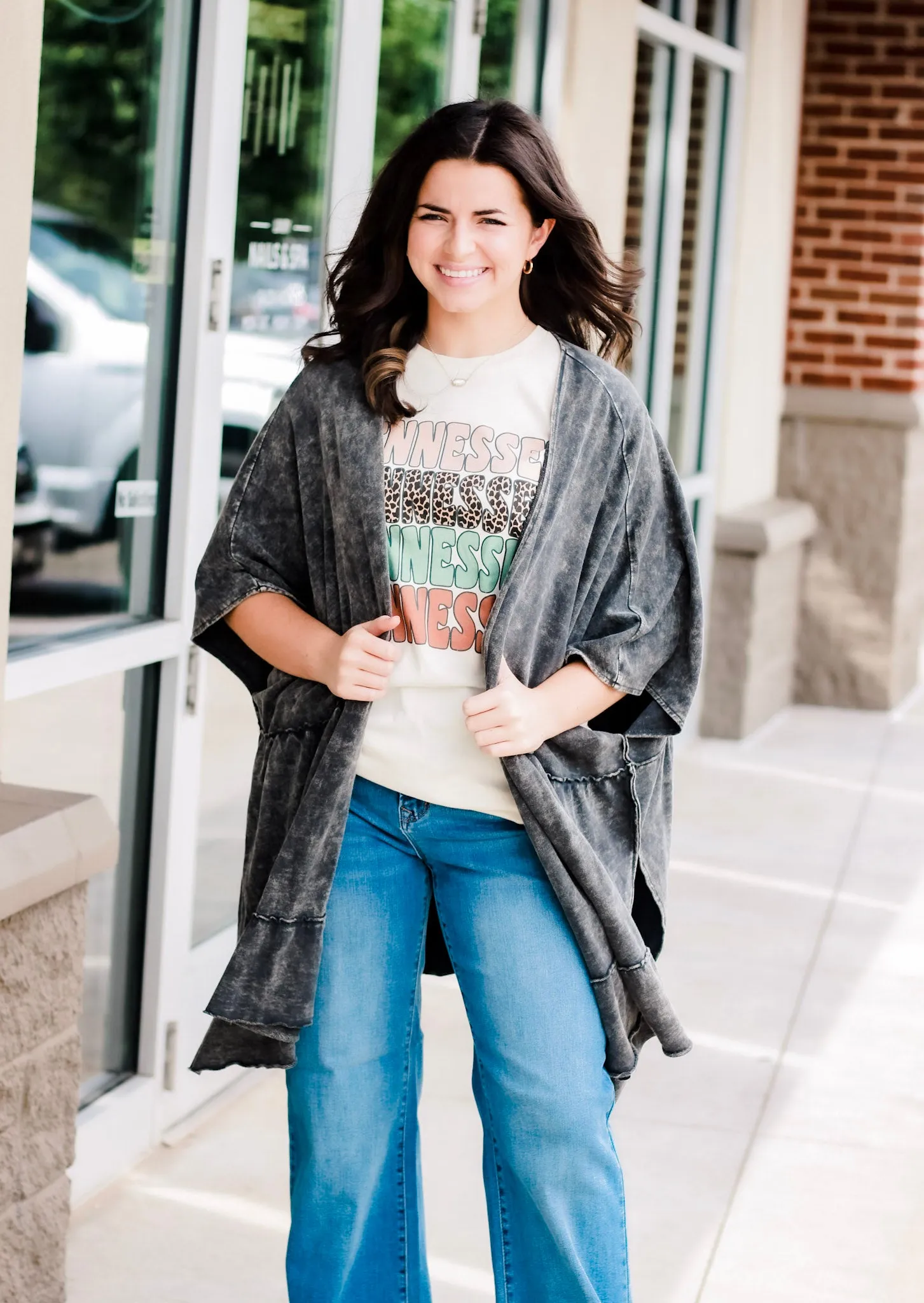 Song for Another Time Black Mineral Washed Kimono
