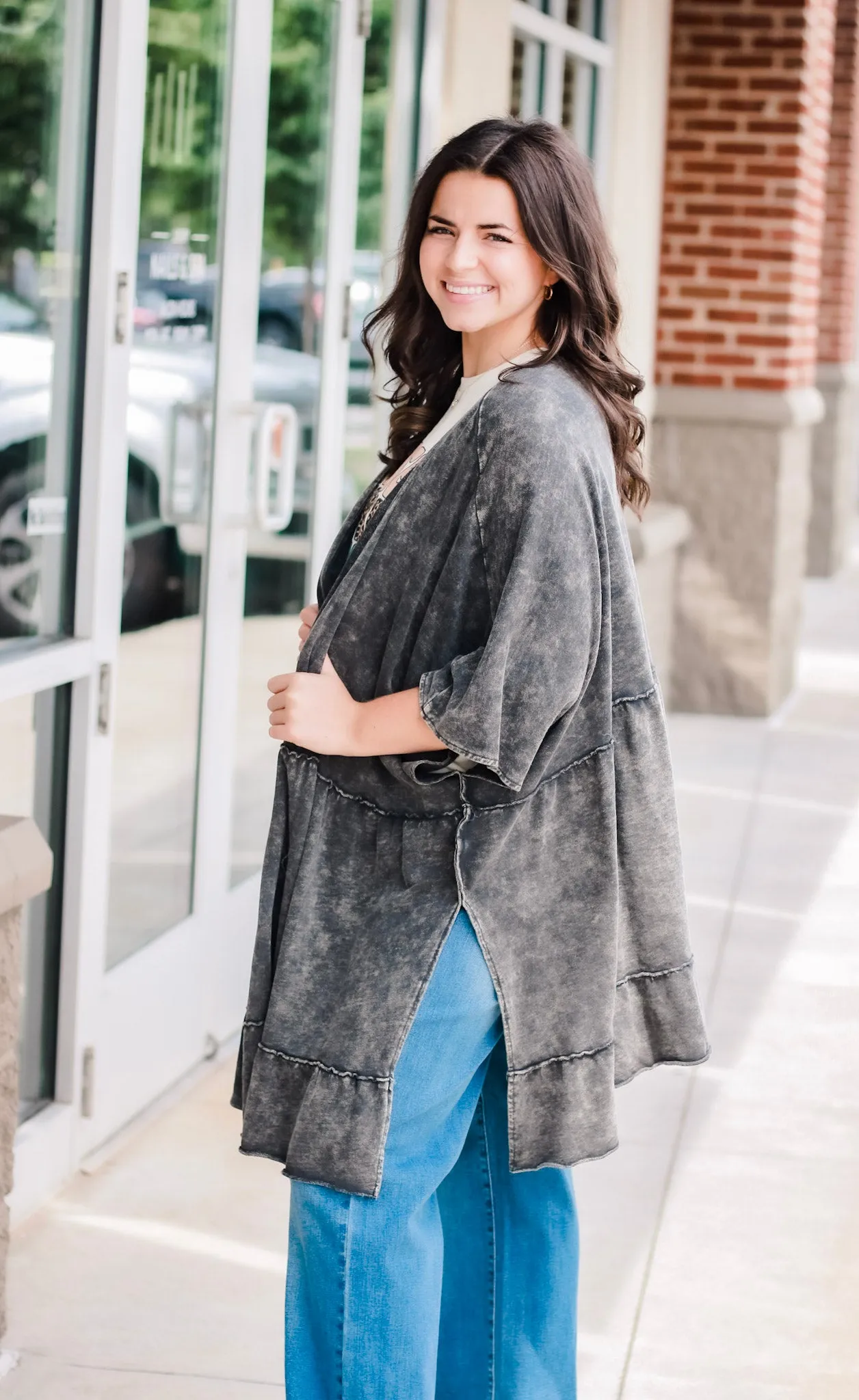 Song for Another Time Black Mineral Washed Kimono