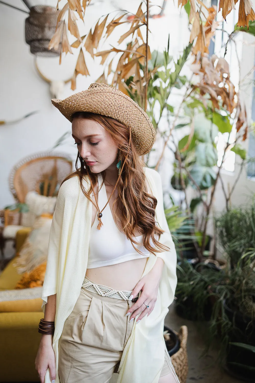Spring Frayed Trim Kimono