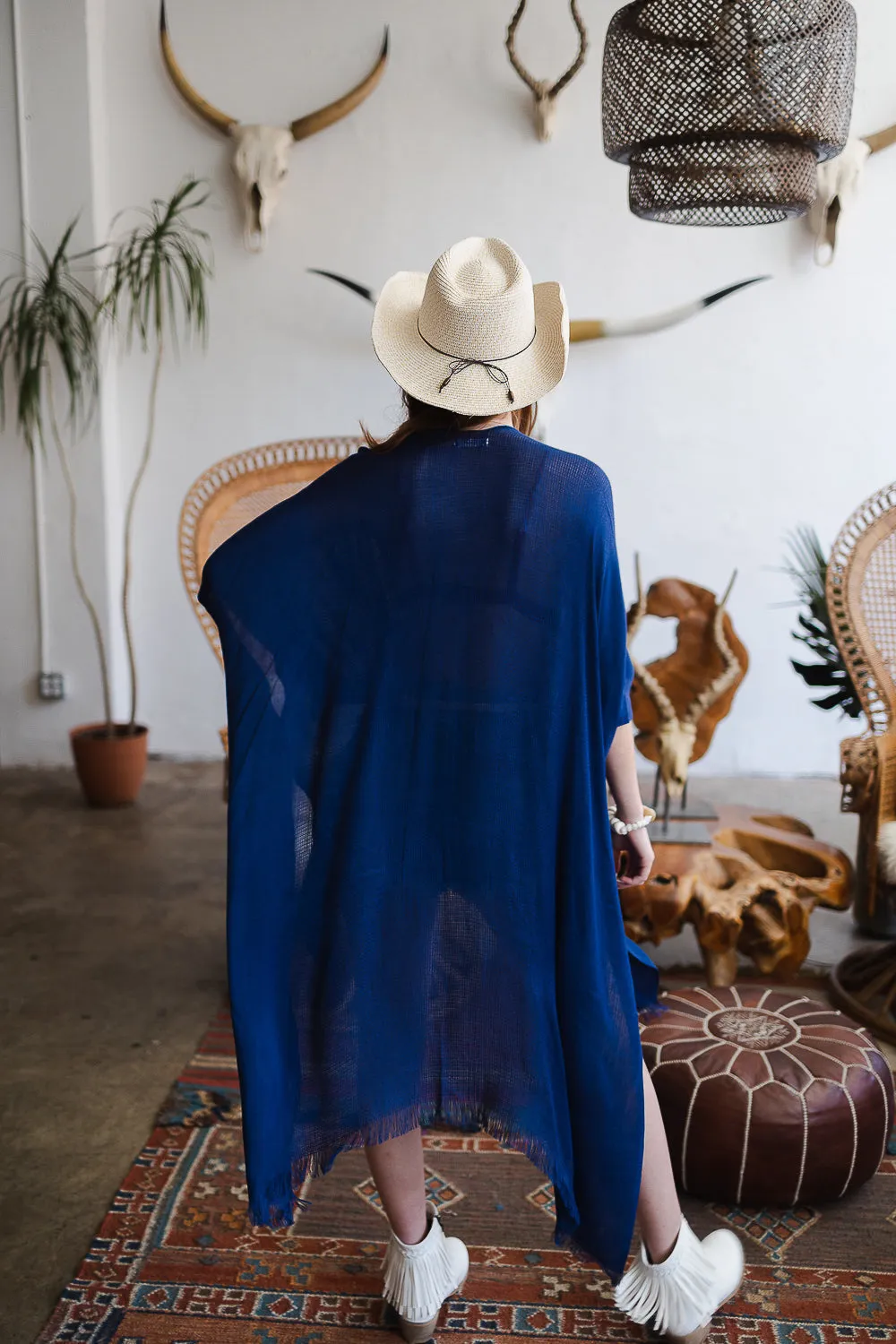 Spring Frayed Trim Kimono