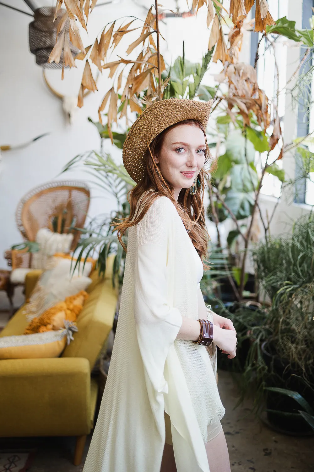 Spring Frayed Trim Kimono