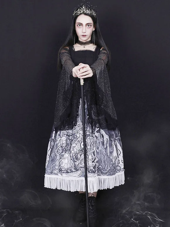 Steampunk Lolita Blouses Lolita Top Black Long Sleeves Lace Lolita Shirt
