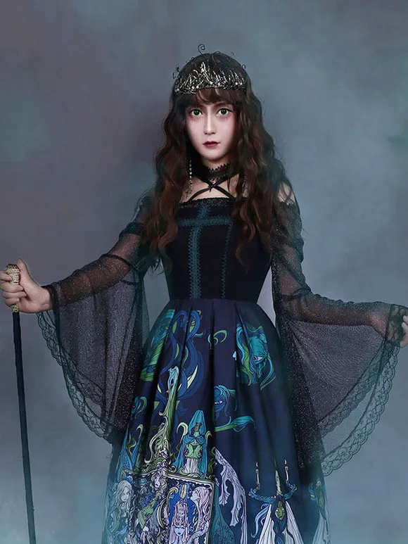 Steampunk Lolita Blouses Lolita Top Black Long Sleeves Lace Lolita Shirt