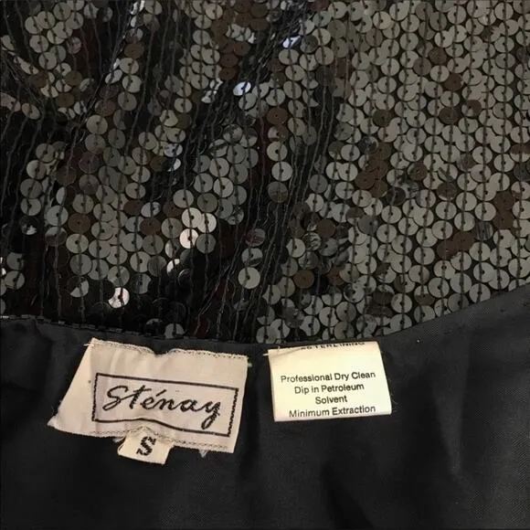 Stenay Beaded &amp; Sequined Silk Black &amp; White Geometric Design Blazer