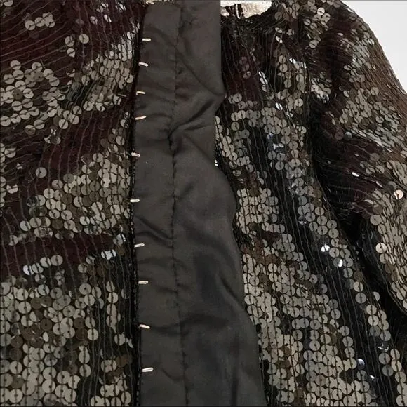 Stenay Beaded &amp; Sequined Silk Black &amp; White Geometric Design Blazer