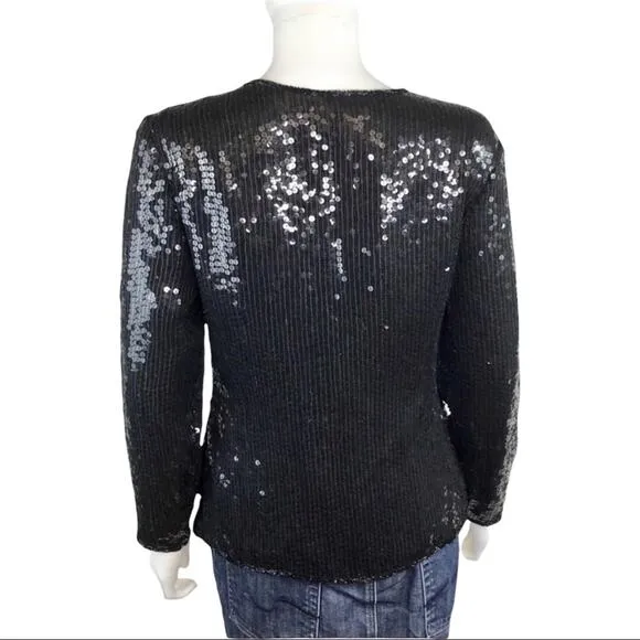 Stenay Beaded &amp; Sequined Silk Black &amp; White Geometric Design Blazer