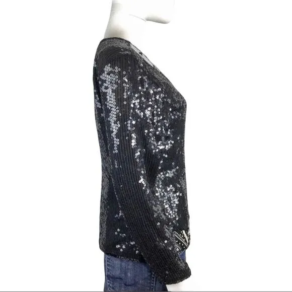 Stenay Beaded &amp; Sequined Silk Black &amp; White Geometric Design Blazer