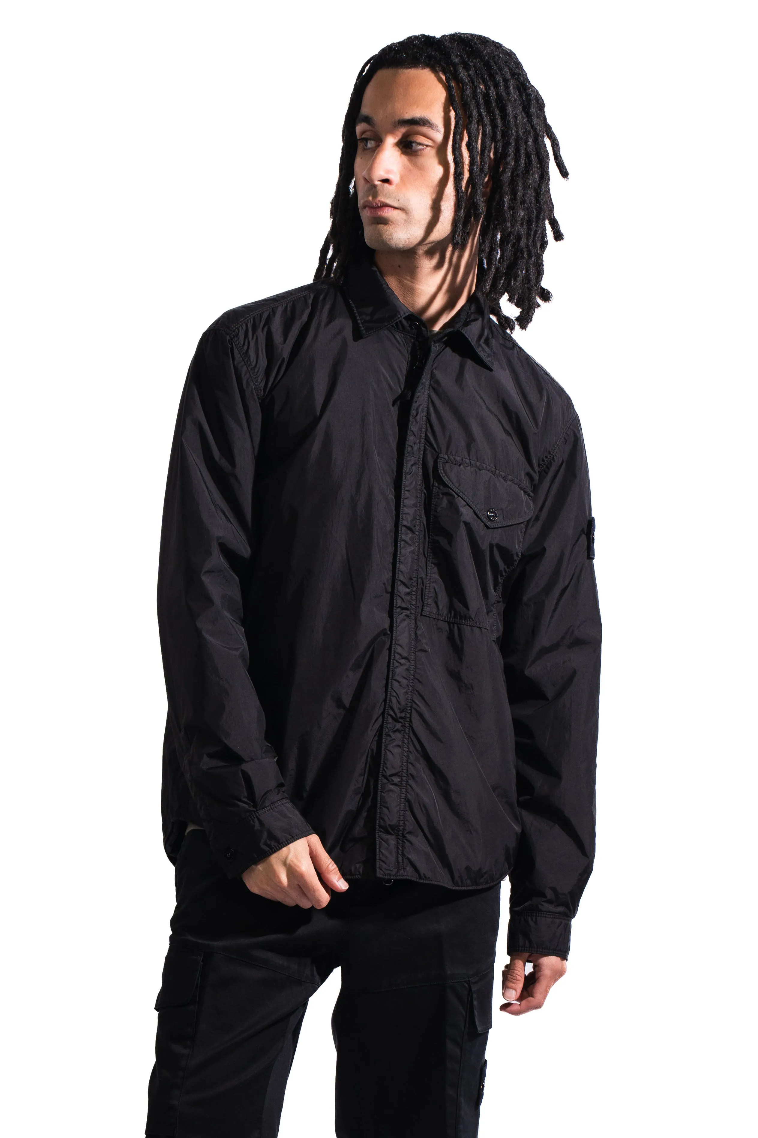 Stone Island 8115Q01 Crinkle Recycled Nylon Jacket Black
