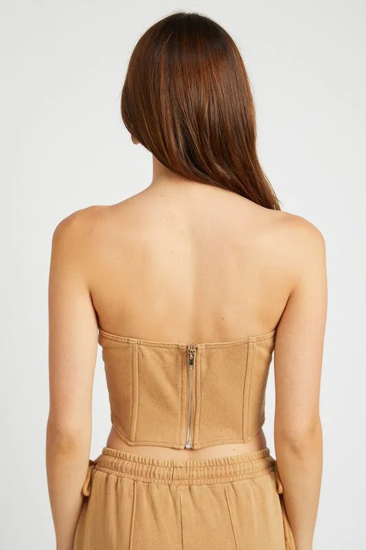 Strapless Bustier Top French Terry
