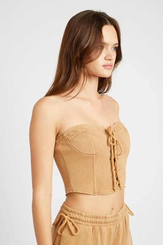 Strapless Bustier Top French Terry