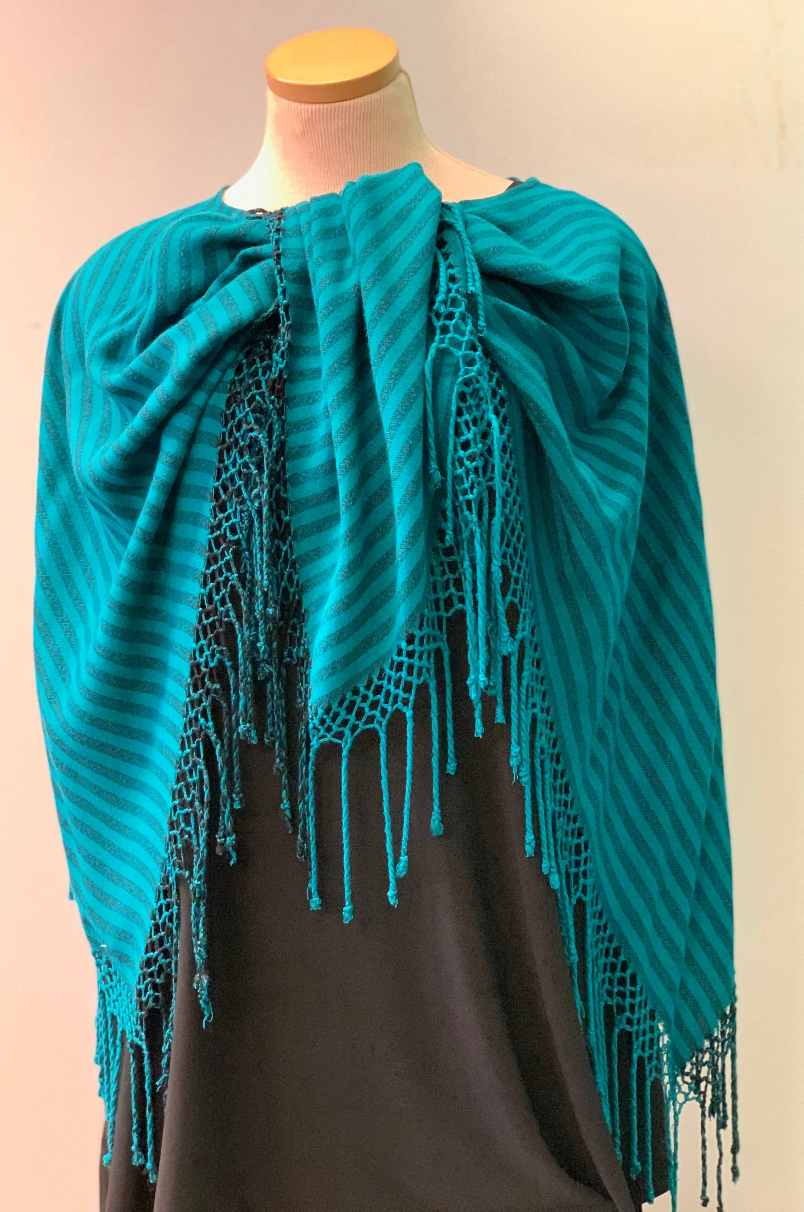 Striped Fringe Poncho