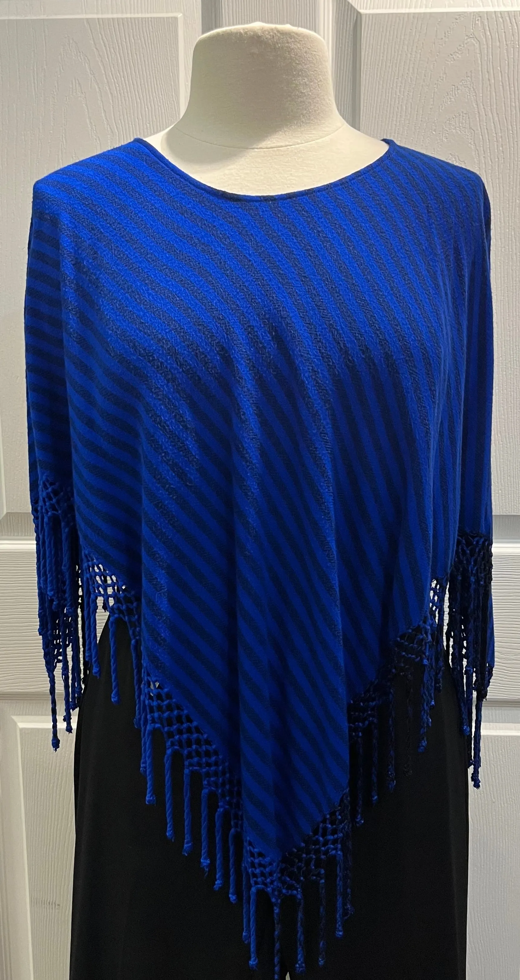Striped Fringe Poncho
